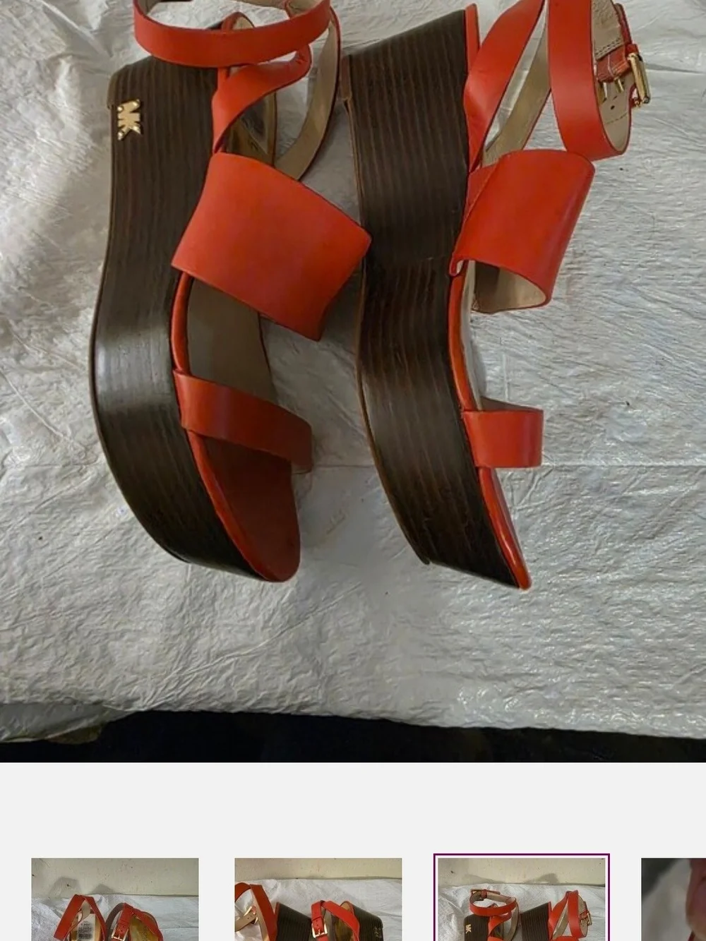 Michael Kors Women’s Red Leather Ankle-Strap Sandals